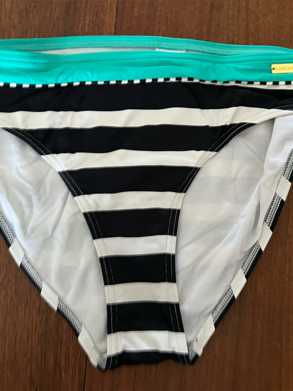 Venus Black & White Stripe Bikini with Teal Trim, Lascana style - Picture 6 of 6